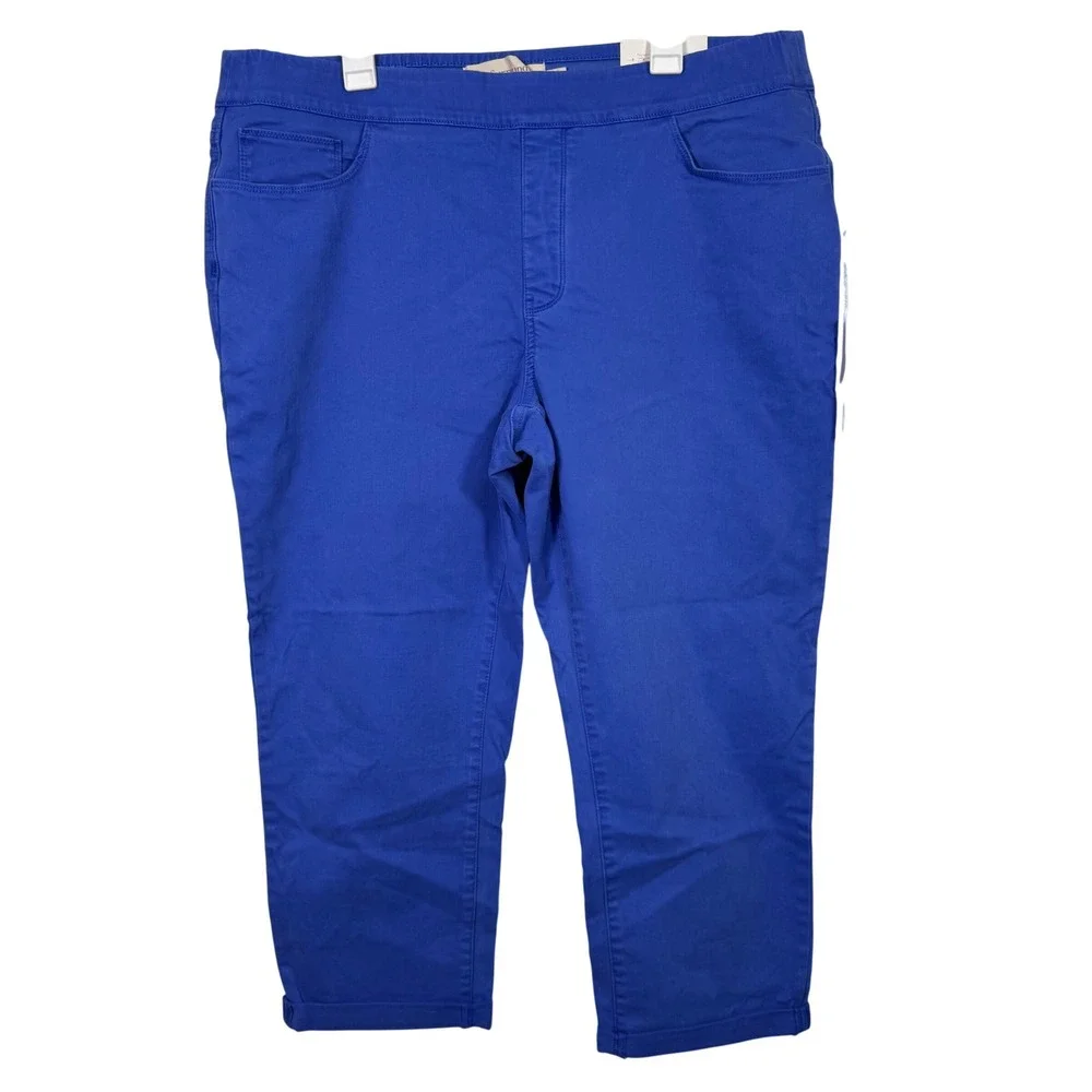 Soft Surroundings NWT‎ Jeans Cropped 1X Blue Pull On Straight Comfort Waist